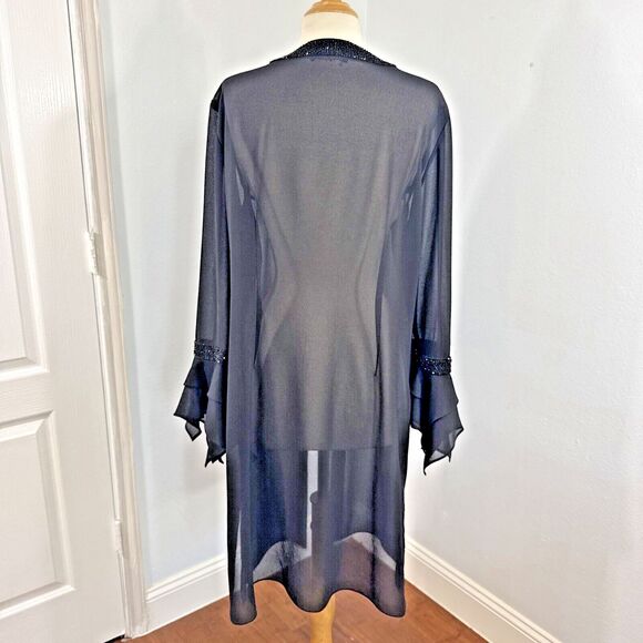 Studio One Kimono Womens 14 Black Sheer Flare Sleeve Whimsical Goth Fairy Y2K - Picture 5 of 11